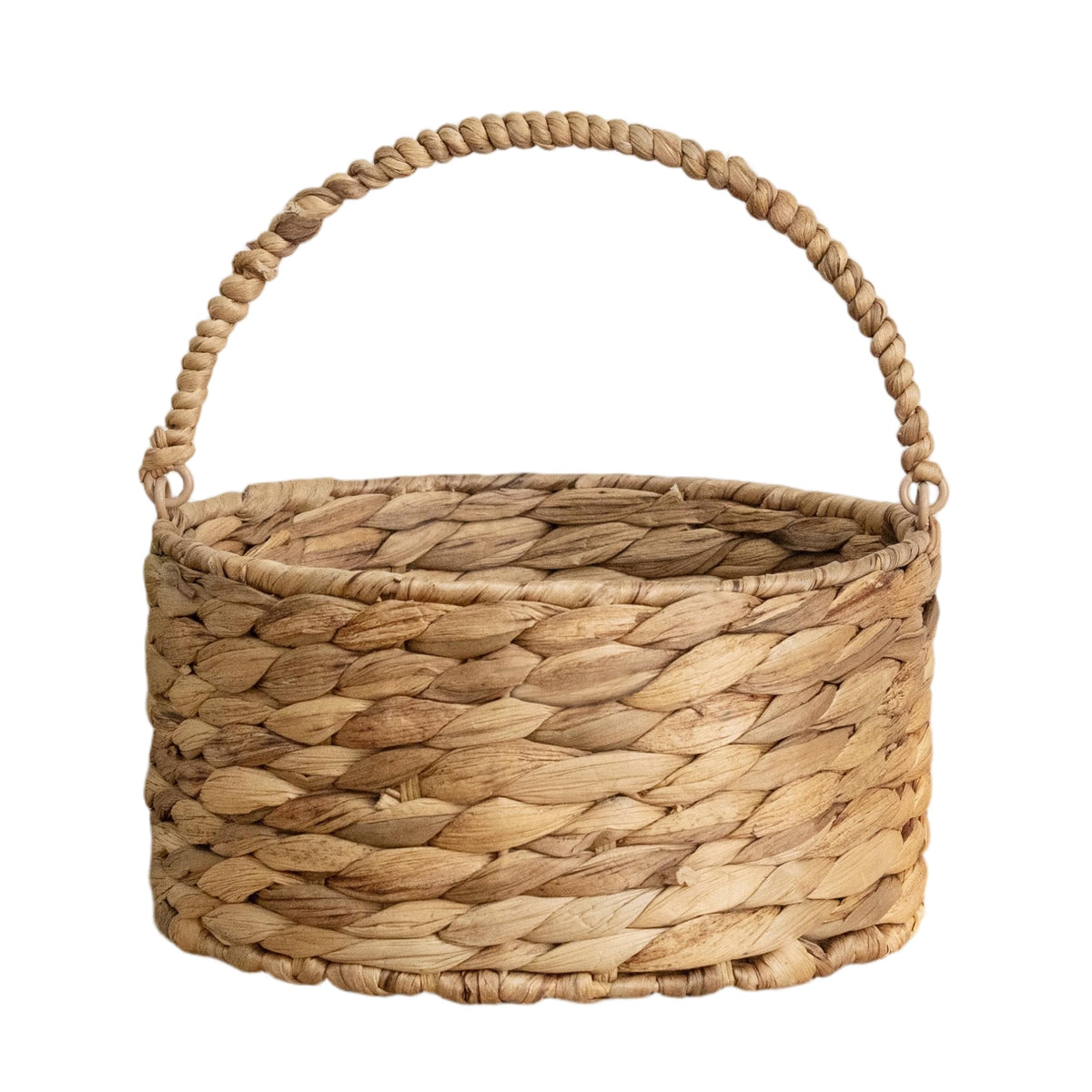Round Water Hyacinth Storage Basket Handwoven Boho Decor with Handle for Bathroom, Living Room & Kitchen Countertop Organizer 9.