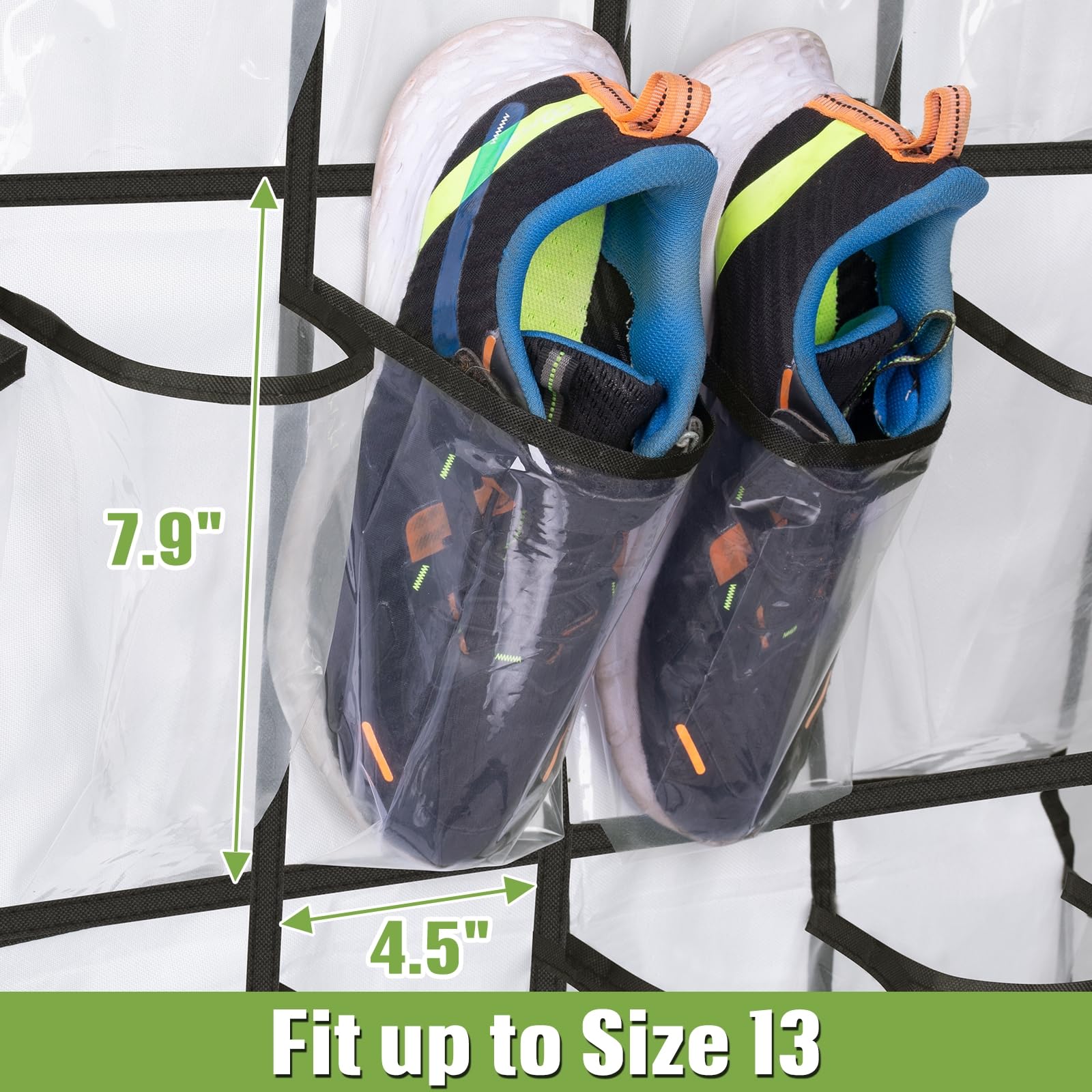 MISSLO Over The Door Shoe Organizer - 35 Clear Pockets, Sturdy Oxford Fabric, White Hanging Shoe Rack for Closet Storage