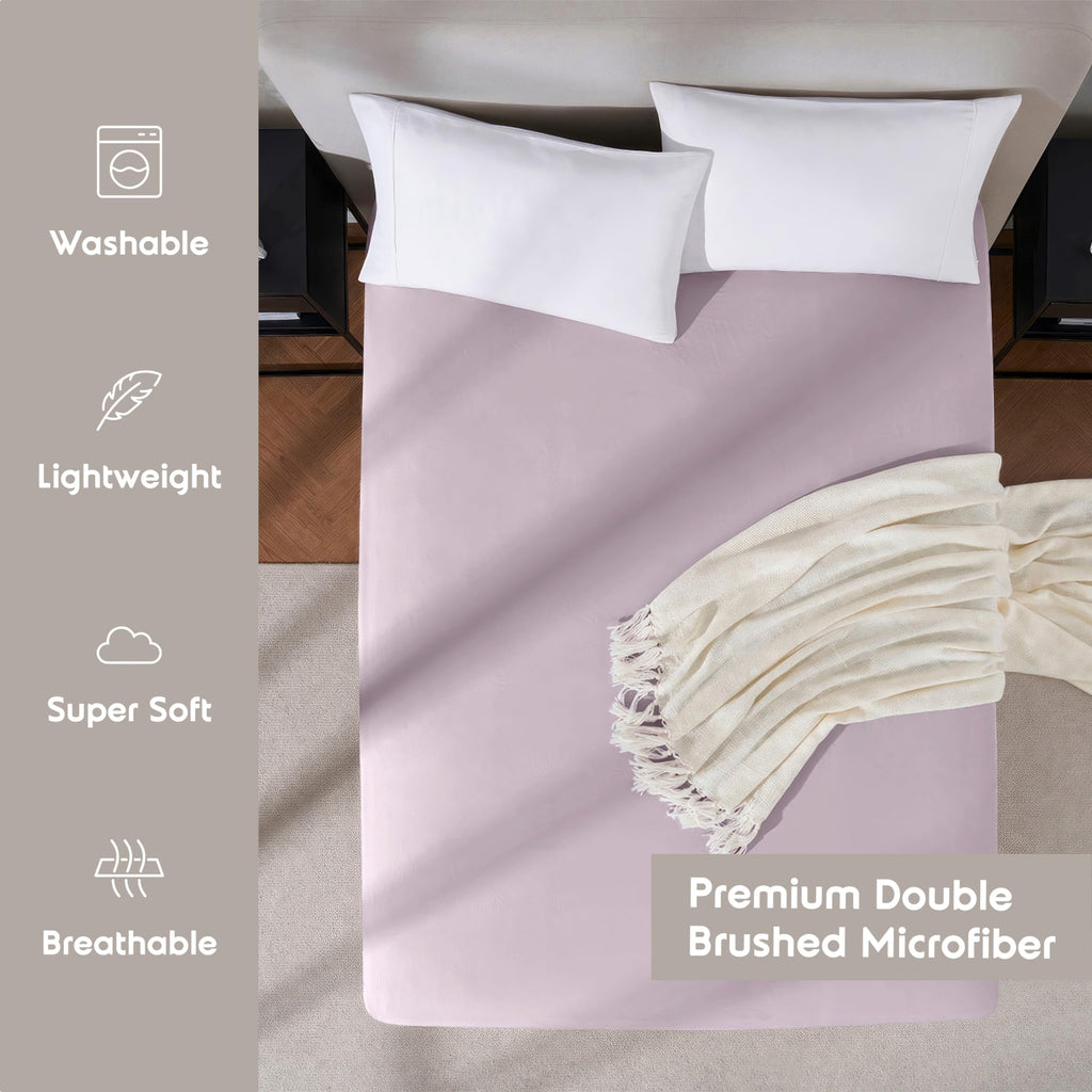 Nestl Grayish Purple Twin Xl Deep Pocket Fitted Sheet, 1800 Microfiber, Ultra Soft, Fits Up To 24 Inch Mattress