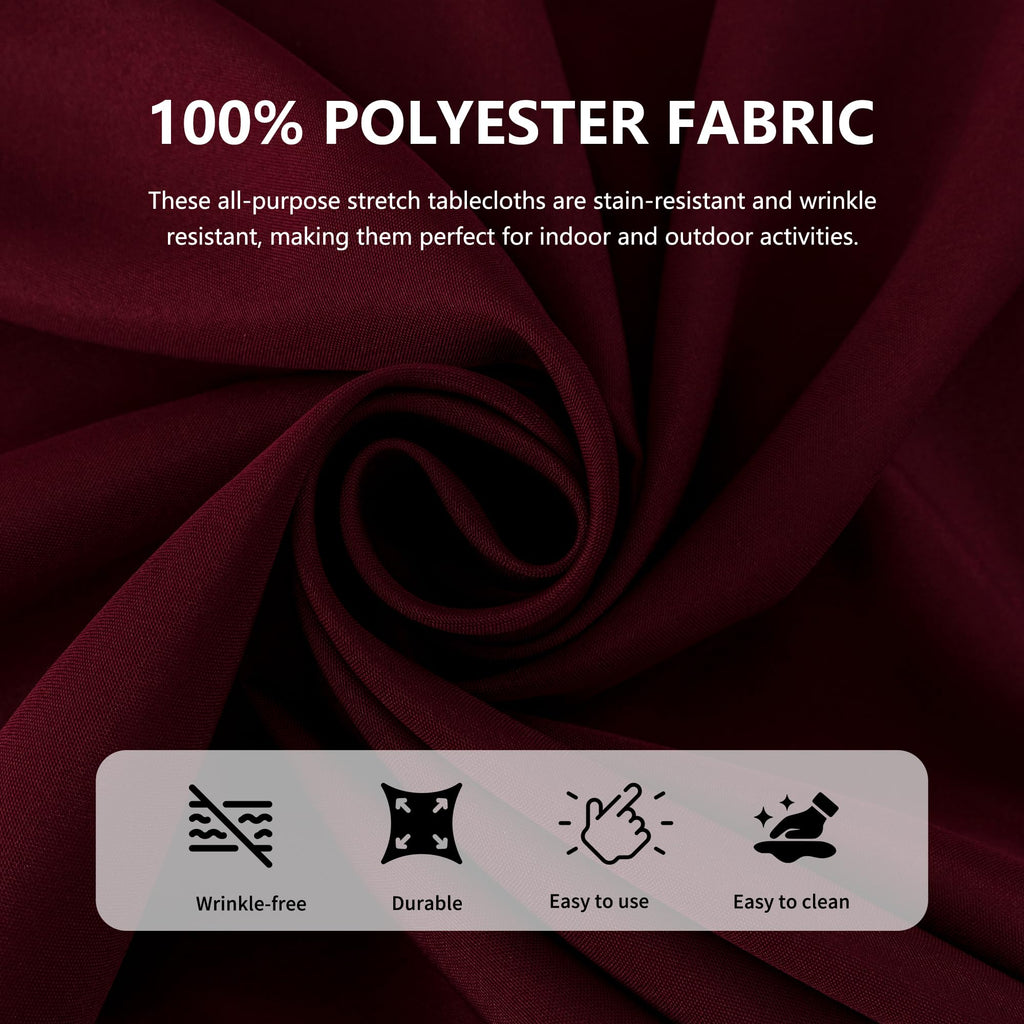 Manmengji 4 Pack 6Ft Table Cloth For Standard Folding Tables - Water Resistant Washable Rectangle Table Covers For Wedding, Banquet And Trade Shows, 72L X 30W X 30H Inches, Burgundy
