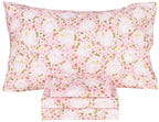 Scientific Sleep Pink Flower Rabbit Bunny 100% Cotton 4 Pcs Twin Bed Sheet Set Kids Toddler Teen, Flat Sheet & Fitted Sheet & Pi