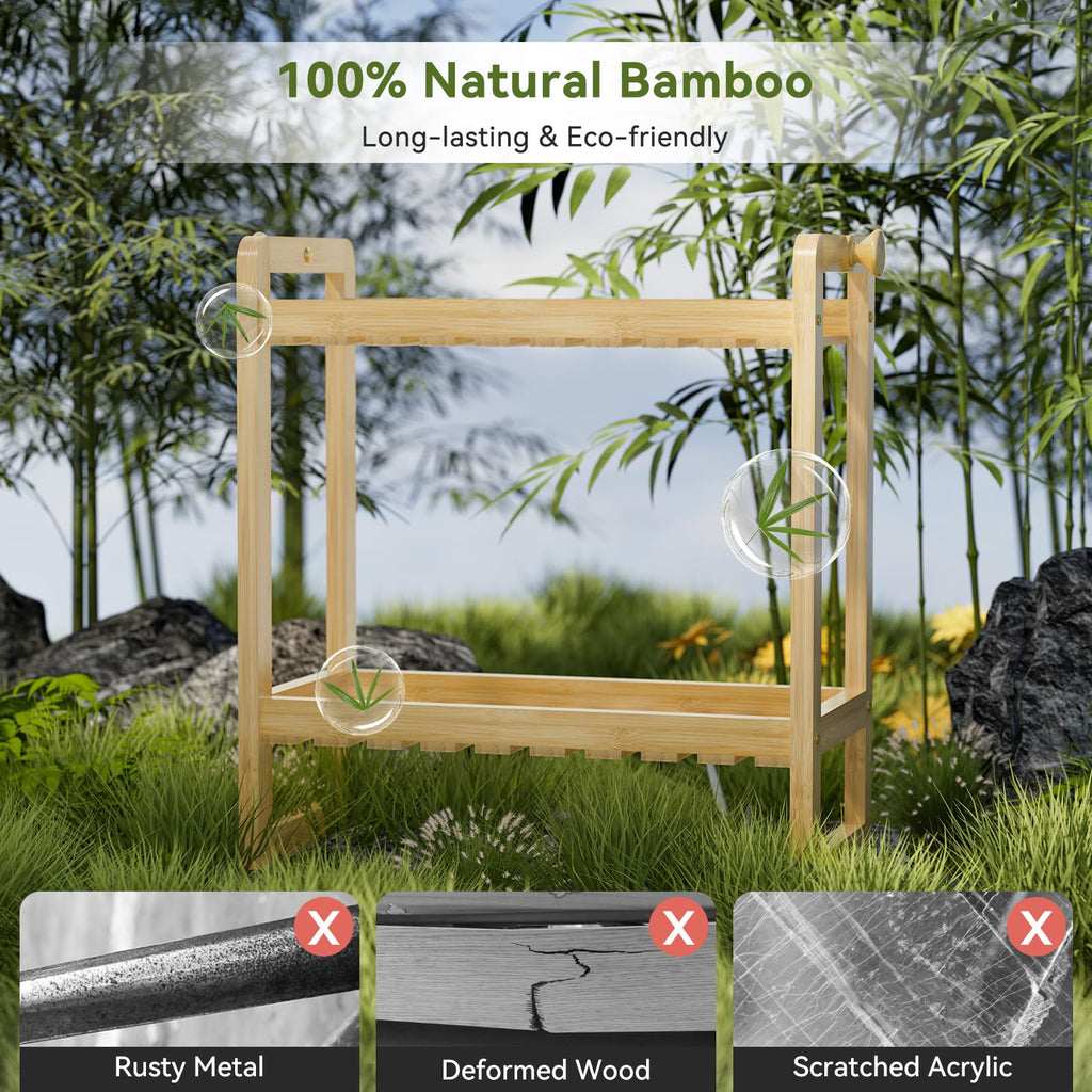 Amazerbath Bamboo Over The Toilet Storage Shelf - 2-Tier Bathroom Organizers And Storage Shelves, 2 In 1 Dual Stable Above Over Toilet Bathroom Shelf Home Storage Rack For Small Bathroom, Space Saver