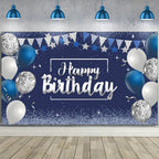 Tatuo Happy Birthday Decorations Backdrop, Glitter Birthday Backdrop Sign, Happy Birthday Banner, Birthday Party Supplies Photo 