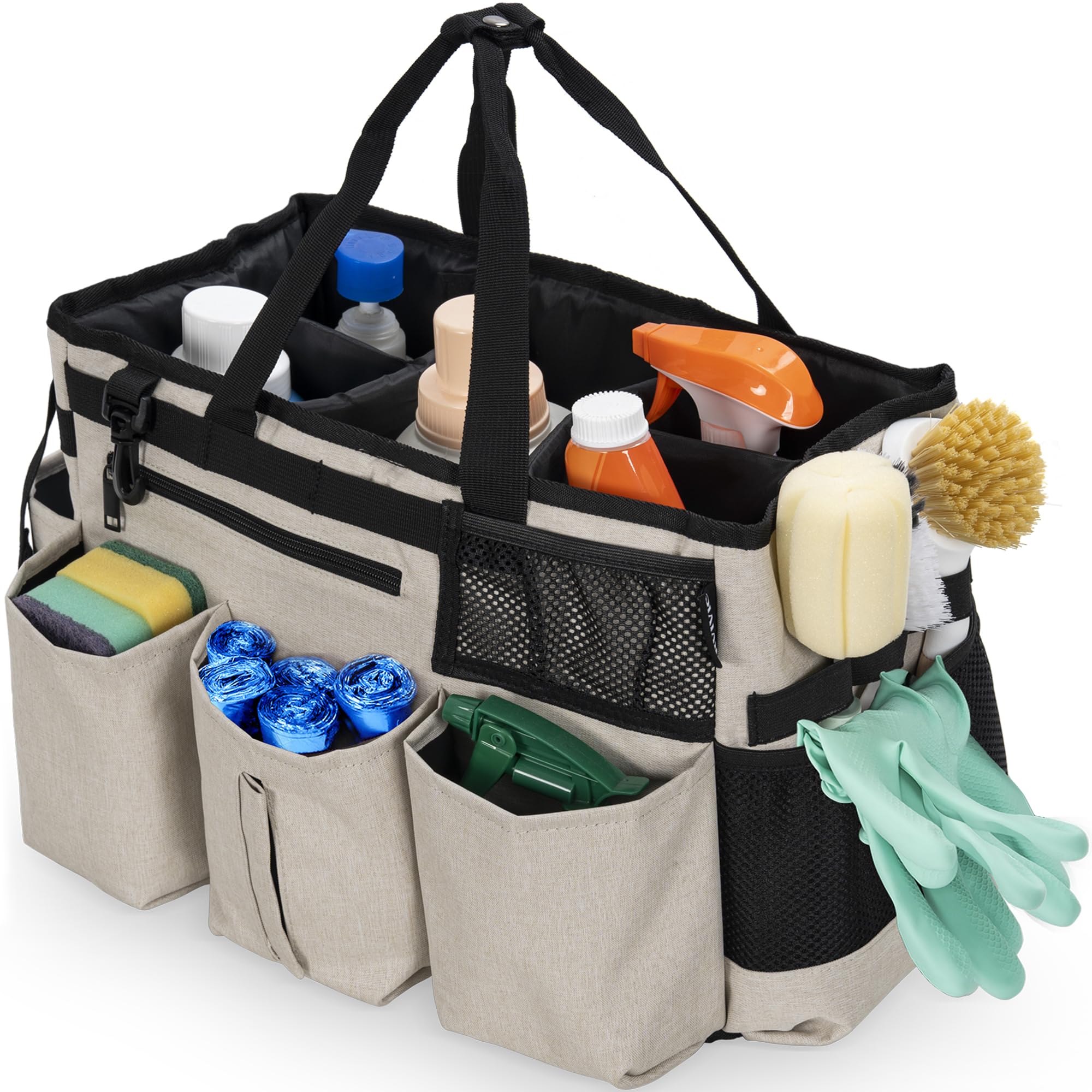 Ibvivic Wearable Cleaning Caddy Bag For Cleaning Supplies,Large Capacity Cleaning Organizer White