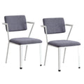 Benjara, White and Gray Fabric Upholstered Metal Dining Chair, Set of 2