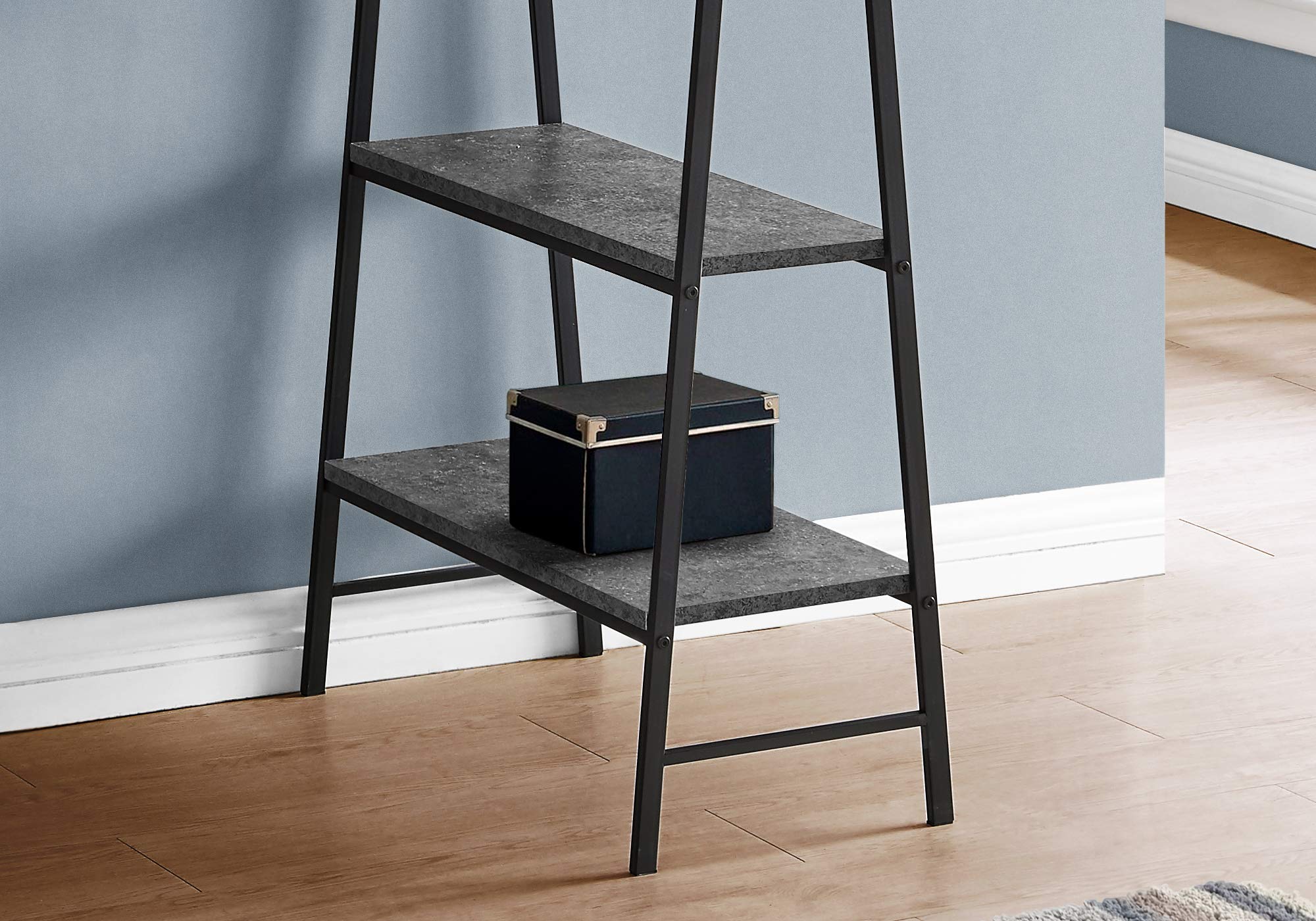 Monarch Specialties I 7526 Computer Desk, Home Office, Laptop, Storage Shelves, 48' L, Work, Metal, Laminate, Grey, Black, Contemporary, Modern