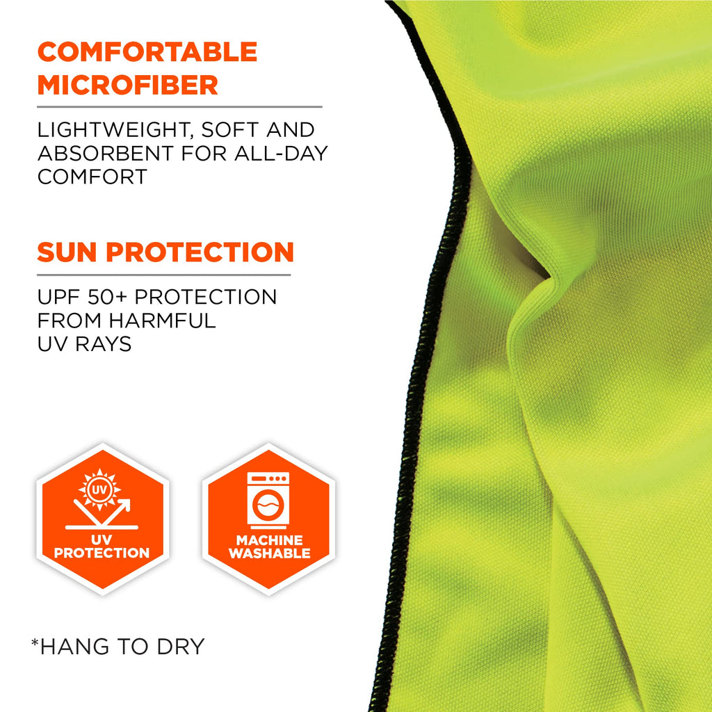 Ergodyne Chill Its 6602MF Cooling Towel, Soft Microfiber Material, UPF 50+,Lime,41" x 9.84"