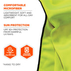 Ergodyne Chill Its 6602MF Cooling Towel, Soft Microfiber Material, UPF 50+,Lime,41" x 9.84"