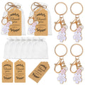 Ecation 20 Set Flower Keychain Party Favor Bulk Keyring Charm for Guest Baptism Bridal Shower Valentine Wedding Gift(White,Cherr