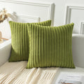 Kevin Textile Velvet Pillow Covers Spring Striped Decorative Throw Cushion Case With Hidden Zipper For Home Couch/Bedroom/Car, 2