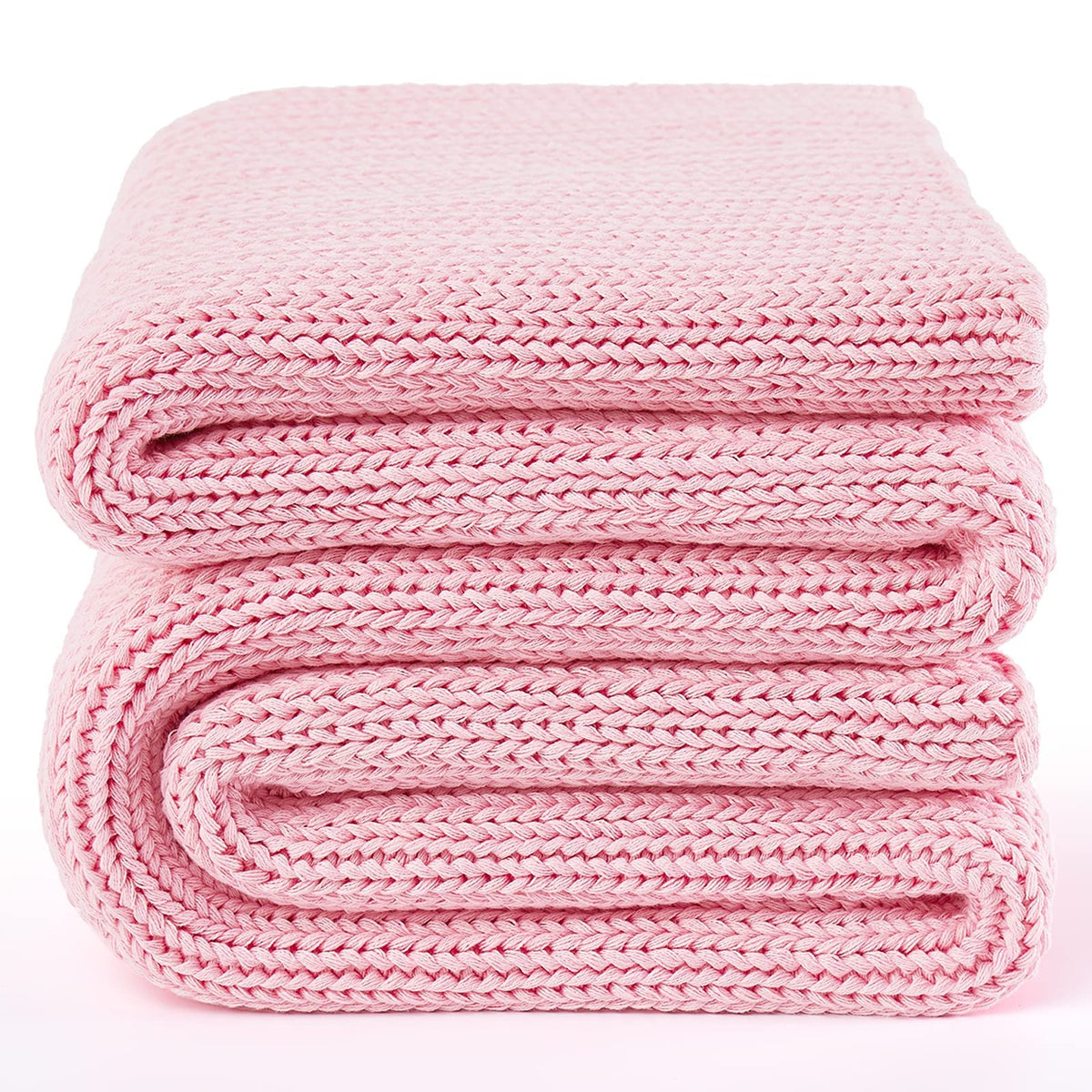 Guohaoi Knitted Weighted Blanket(Pink 50'X60' 5Lbs),Home D  Cor Cooling Throw Blanket For Hot Sleepers,Hand Made Chunky Knit H