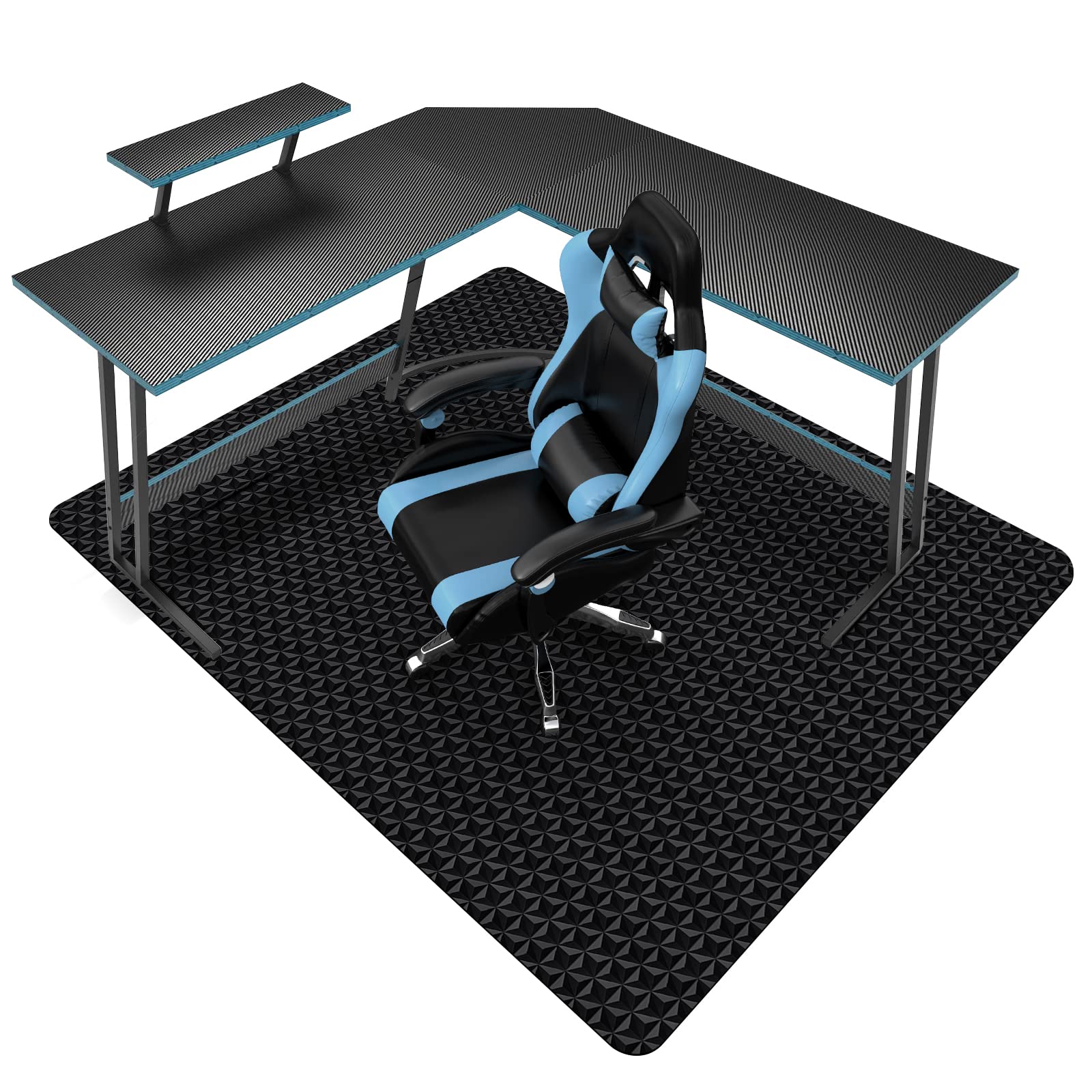 Office Chair Mat For Hard Floor, Sallous 63' X 51' Large Office Chair Mat, Gaming Chair Mat For Hardwood Floor, Multi-Purpose Floor Protector Desk Chair Mat For Home Office (Black)