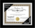 Creative Picture Frames 14x18 Classic Black Diploma Frame with White Mat Glass Easel and Installed Wall Hangers | Frame Holds 16