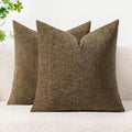 Miulee Pack Of 2 Coffee Throw Pillow Covers 16X16 Inch Soft Chenille Pillow Covers For Sofa Living Room Couch Solid Dyed Cases