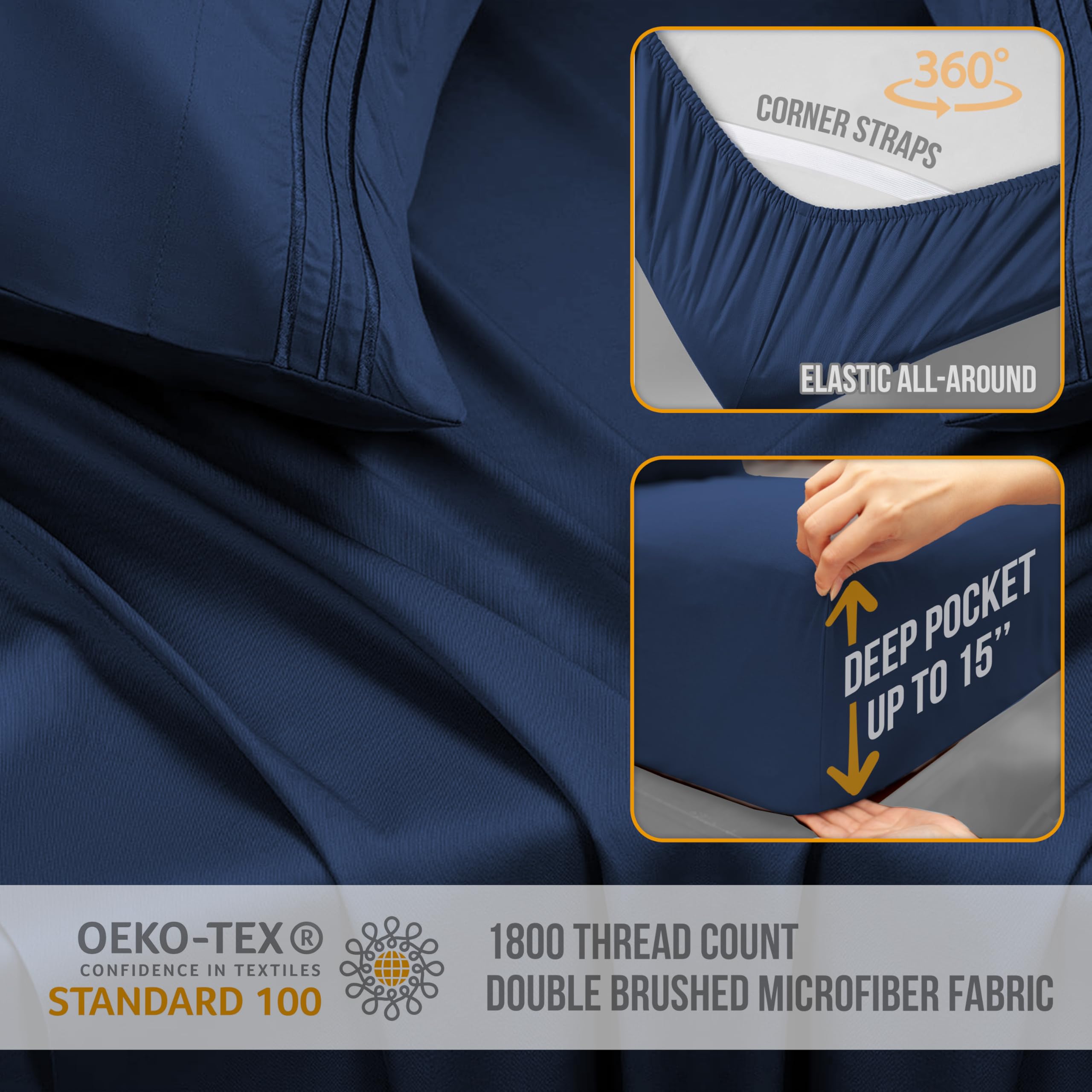 Abeero Home Twin Sheets Set - Luxury Hotel Bed Sheets - Soft Cooling Sheets With Elastic Corner Straps - Deep Pocket Microfiber