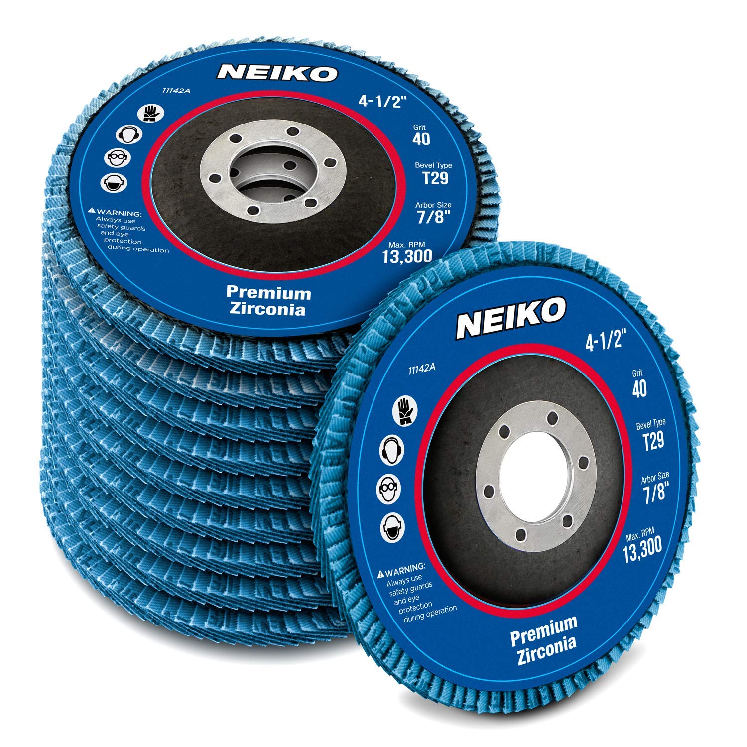 Neiko 11142A 10 Pack Zirconia Flap Discs 4-1/2 For Angle Grinder, 40 Grit Flapper Wheel, Angled T29 Grinding Wheel 4.5 Inch Flap