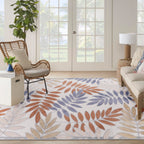 Nourison Aloha Indoor/Outdoor Blue Mocha 7'10' X 10'6' Area Rug, Easy Cleaning, Non Shedding, Bed Room, Living Room, Dining Room, Backyard, Deck, Patio (8X11)