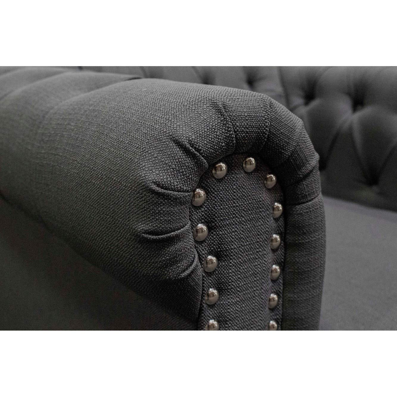 Best Master Furniture Venice Upholstered Loveseat, Charcoal