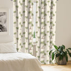 Ambesonne Hawaii Window Curtains Pack Of 2, Repetitive Jungle Trees Pattern Hand Drawn Pastel Tropical Palms, Lightweight Set Wi
