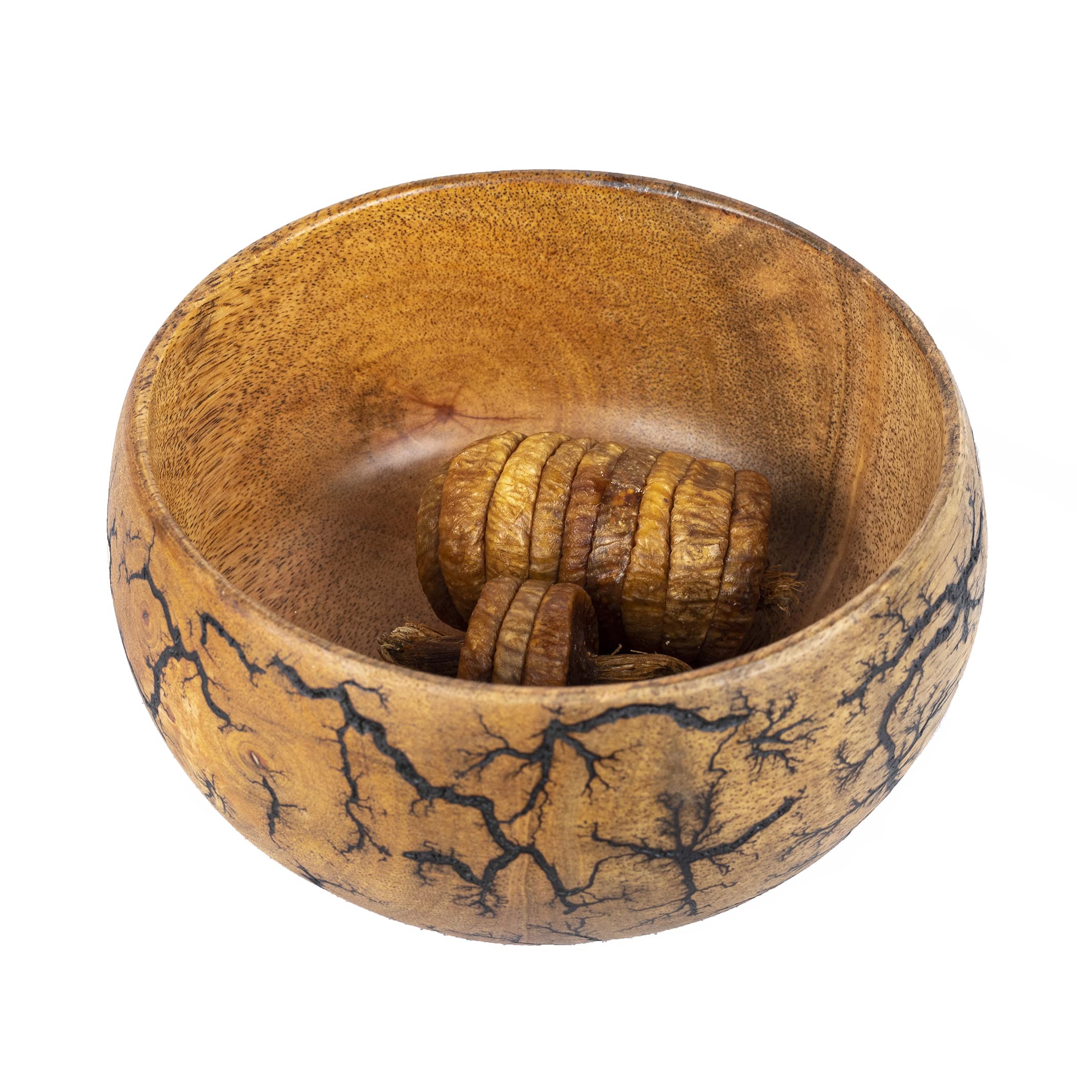 Gocraft Fractal Burn Wood Bowl, Decorative Bowl Small, 6' Diameter X 3' Height, Single Bowl