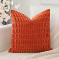 Otostar Corduroy Decorative Throw Pillow Covers 20X20 Inch Super Soft Boho Striped Square Pillow Covers Case Modern Cushion Covers For Sofa Couch Bedroom Car Decor Orange