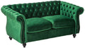 Christopher Knight Home Karen Traditional Chesterfield Loveseat Sofa, Emerald and Dark Brown, 61.75 x 33.75 x 27.75