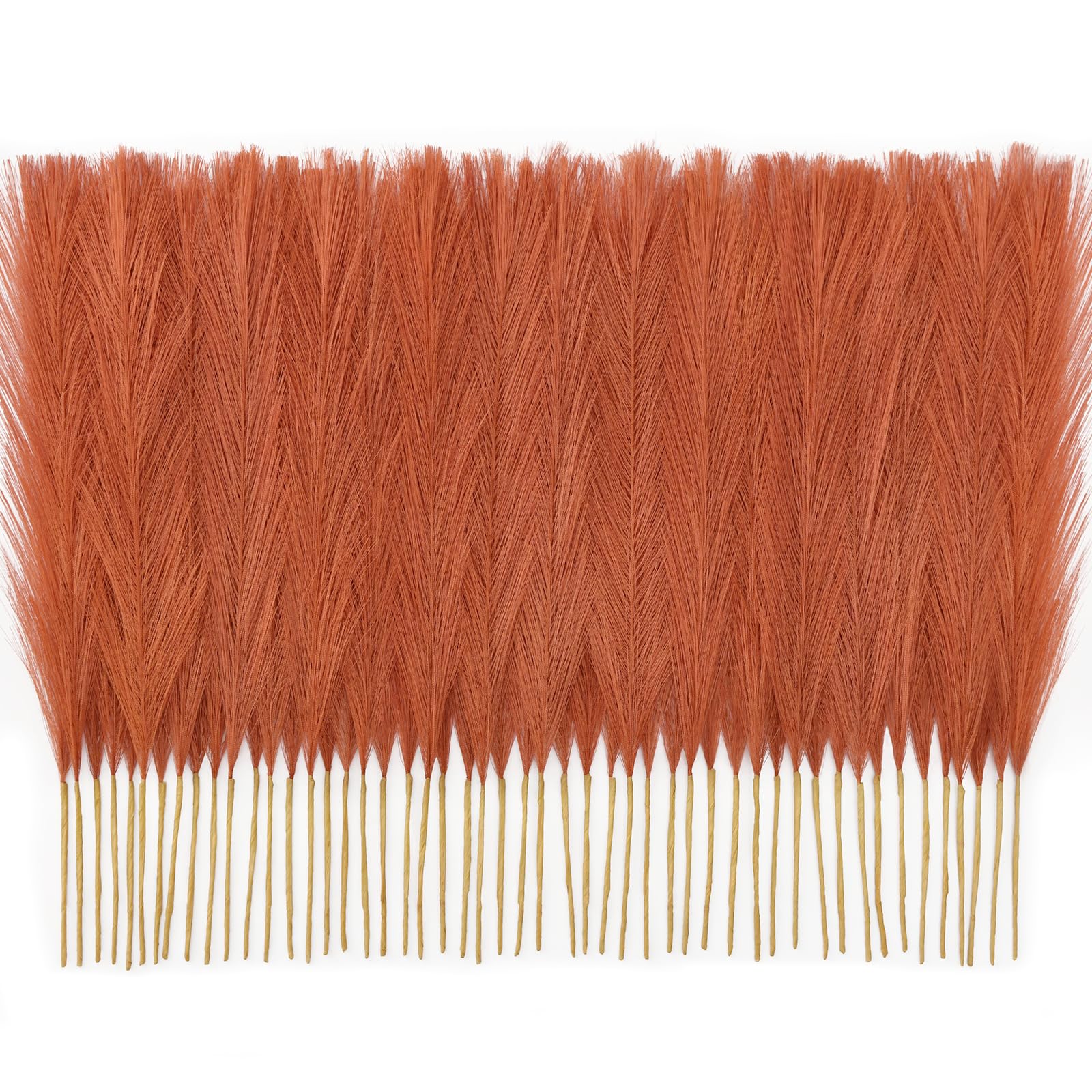 Faylifeway ????Pcs Orange Pampas Grass ????In, Faux Pampas Grass Home Decor, Artificial Pampas Grass Bulk Boho Vase Filler Faux