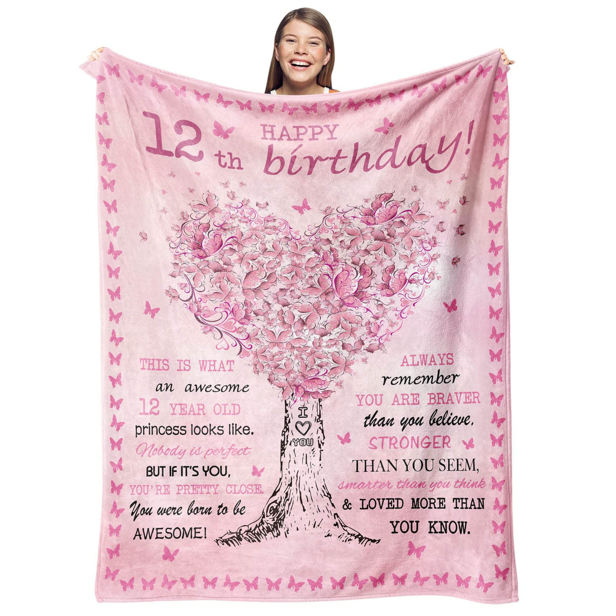 Gevuto 12 Year Old Girl Birthday Gifts Blankets - 12Th Birthday Gifts/Decorations For Girls Throw 50' X 60' - 12 Year Old Girl