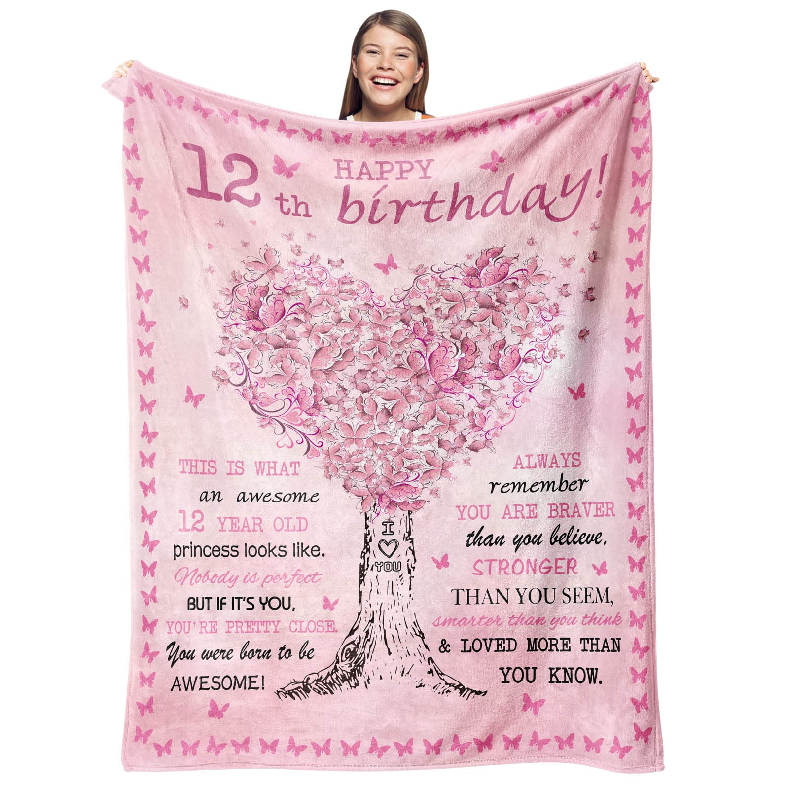 Gevuto 12 Year Old Girl Birthday Gifts Blankets - 12Th Birthday Gifts/Decorations For Girls Throw 50' X 60' - 12 Year Old Girl