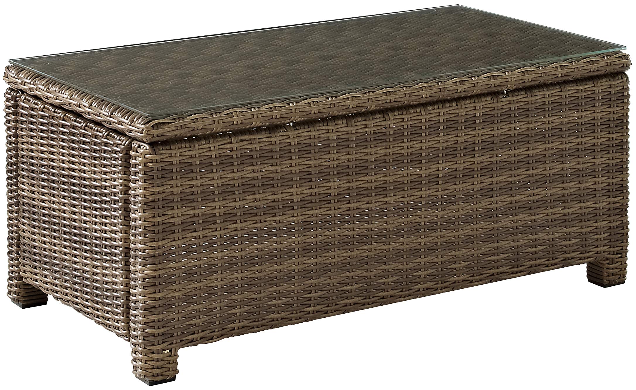 Crosley Furniture Bradenton All Weather Rattan Wicker Outdoor Coffee Table For Patio, Deck, Porch, Brown