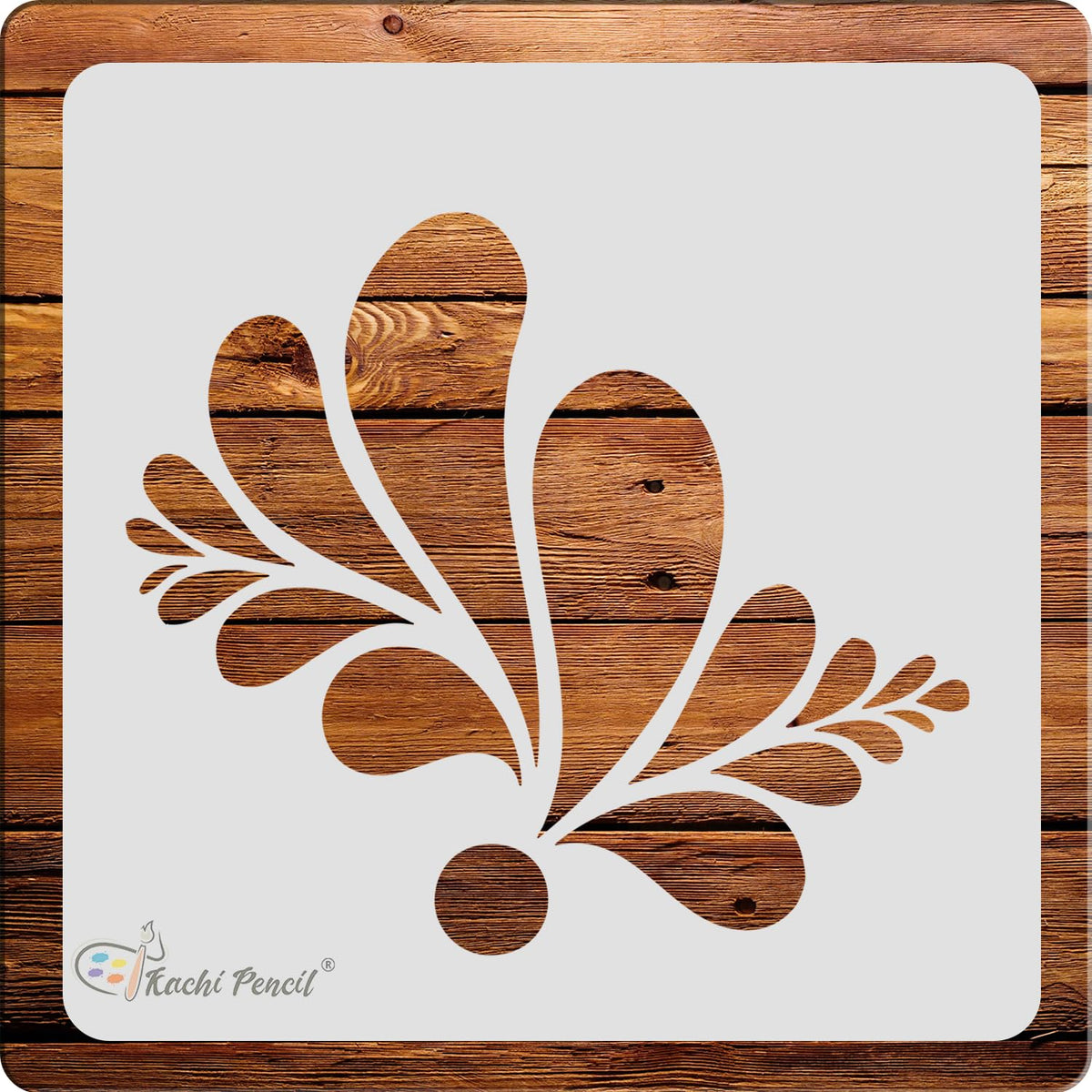 Kachi Pencil Design Art Wave Stencils for Art and Craft Painting, Size 6 x 6 inch Reusable Stencil for Painting, Fabric, Glass,