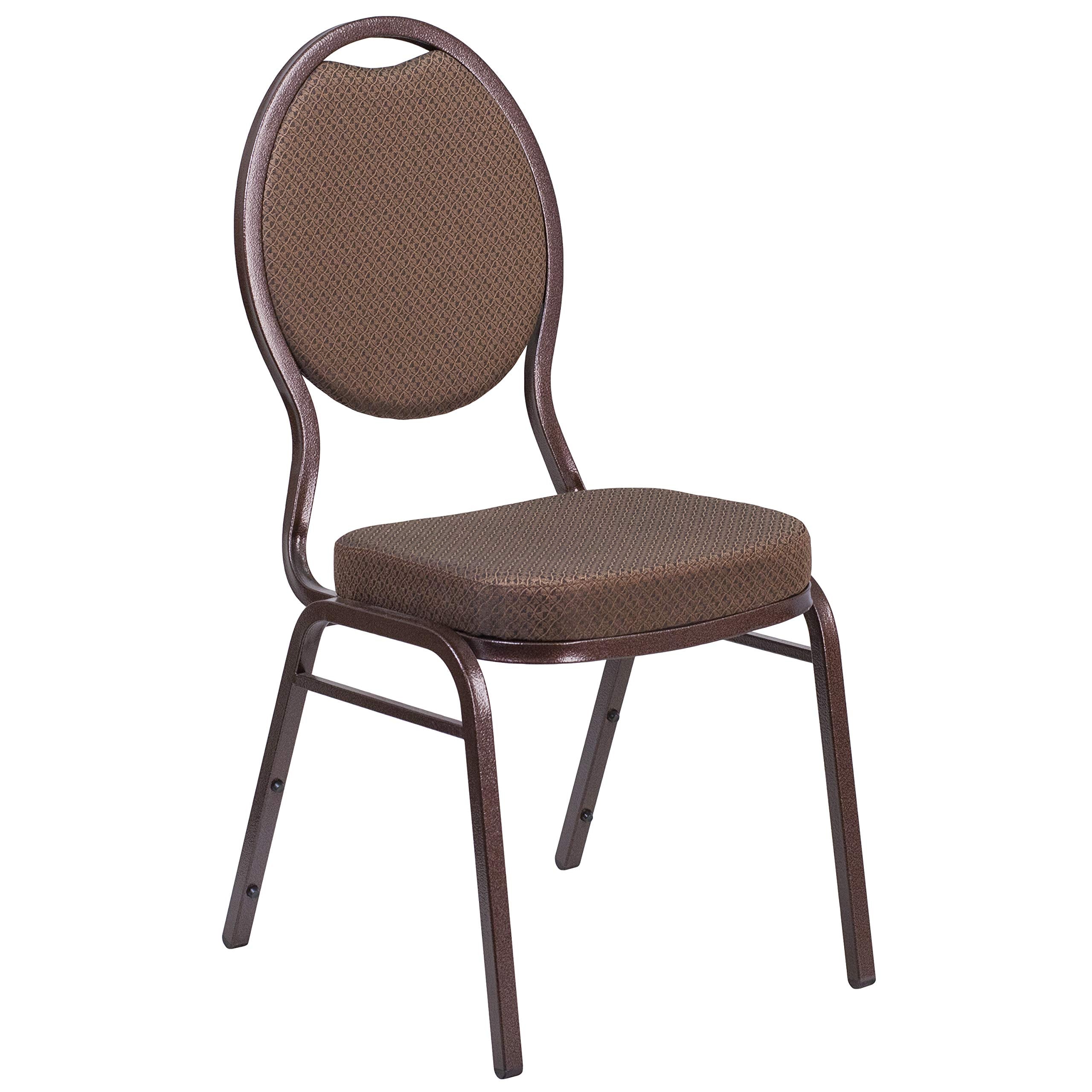 Flash Furniture Hercules Series Teardrop Back Stacking Banquet Chair In Brown Patterned Fabric - Copper Vein Frame