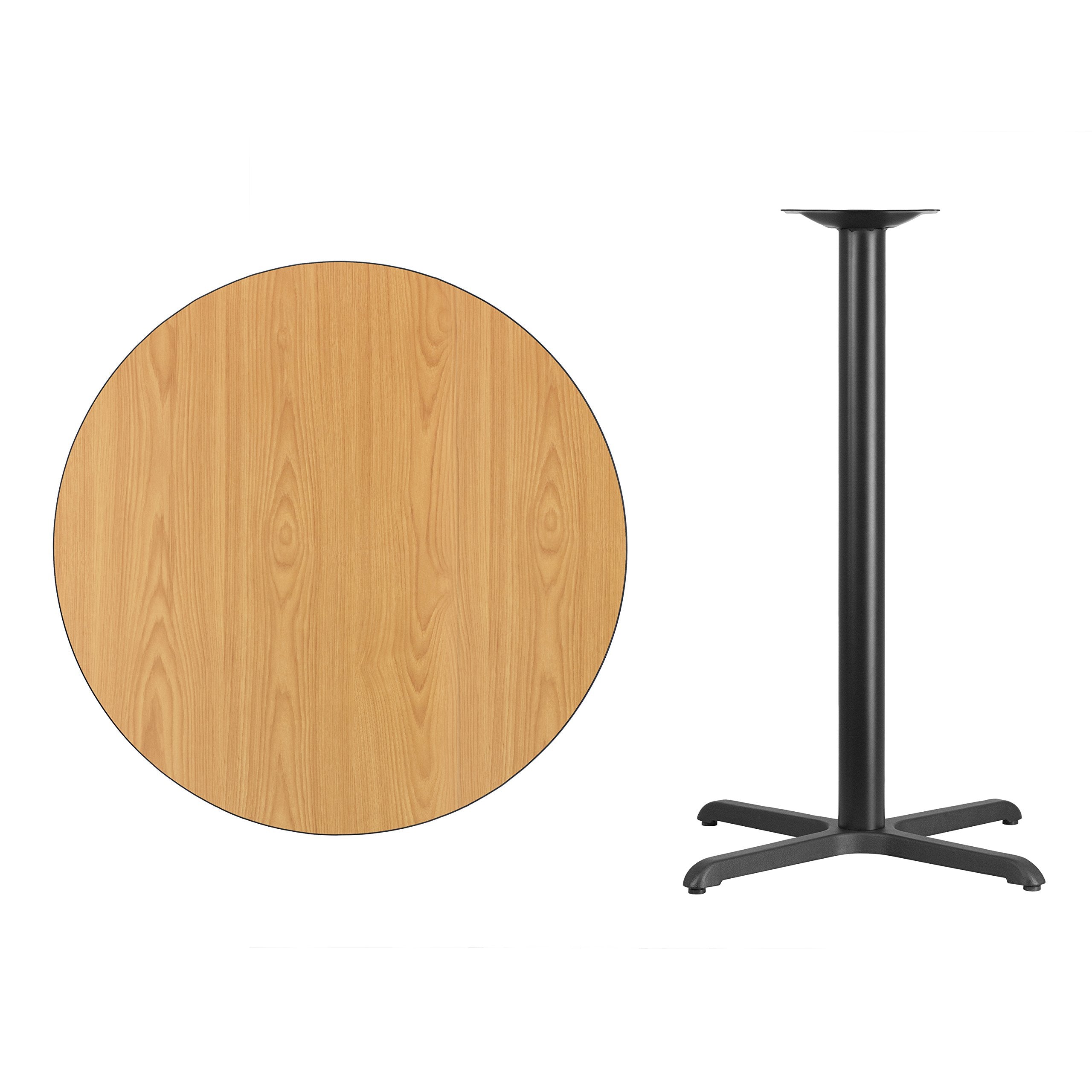 Flash Furniture 36'' Round Natural Laminate Table Top with 30'' x 30'' Bar Height Table Base