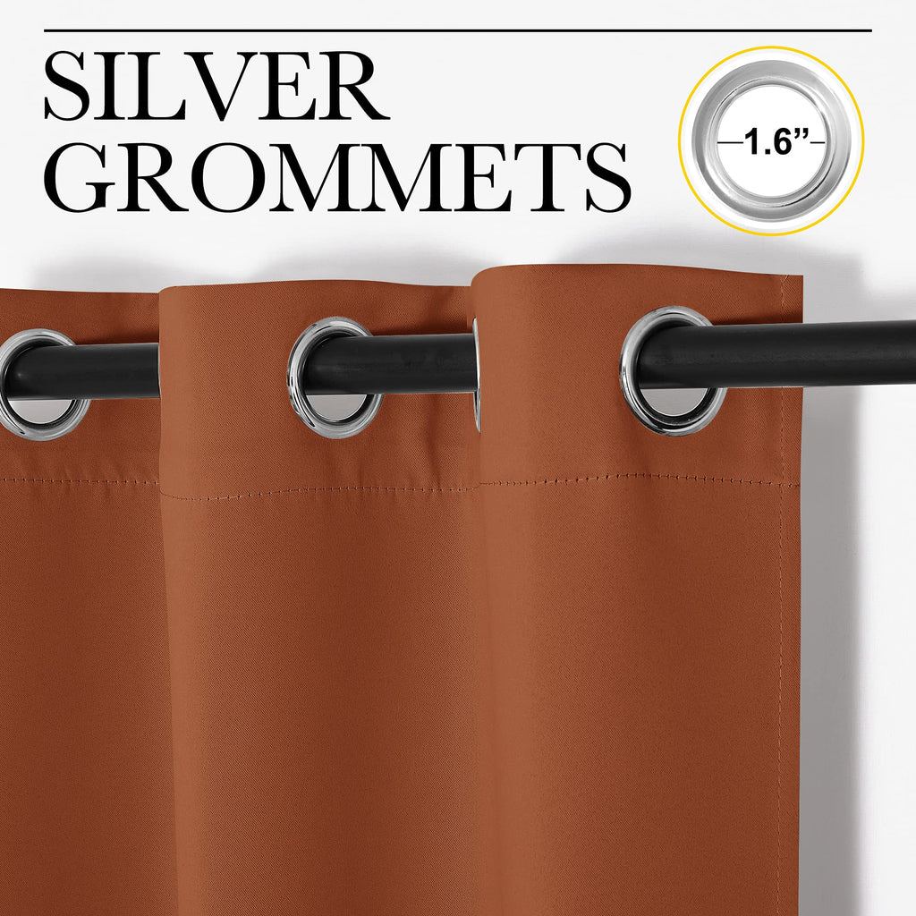 Nicetown Halloween Burnt Orange Window Curtains Blackout Drapes, 1 Pair, 29 By 40 Inches, Thermal Insulated Solid Grommet Blacko