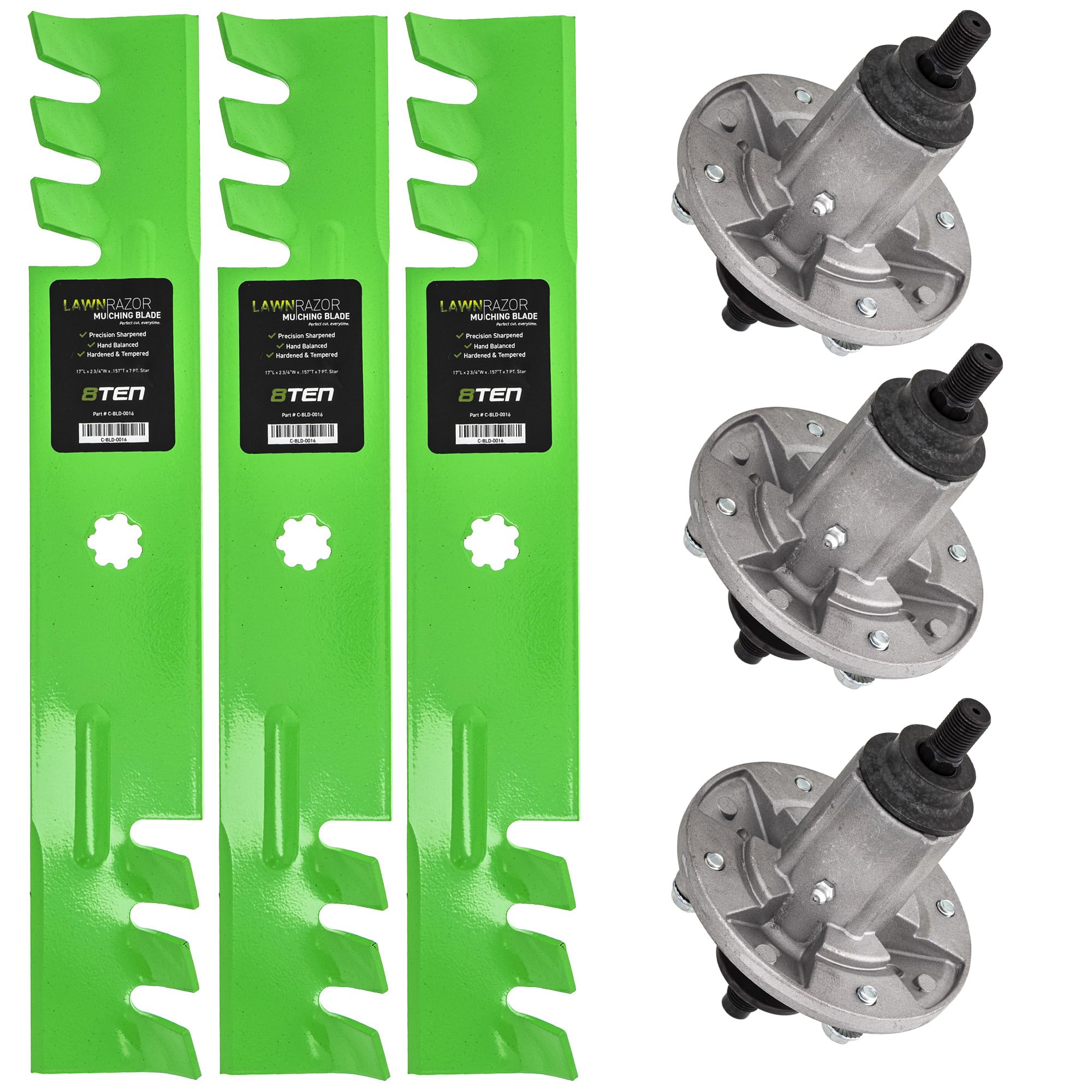 8Ten Deck Blade Spindle Kit Combo Set For John Deere 145 155C D140 D150 D160 La130 La140 Gy20852 Auc15811