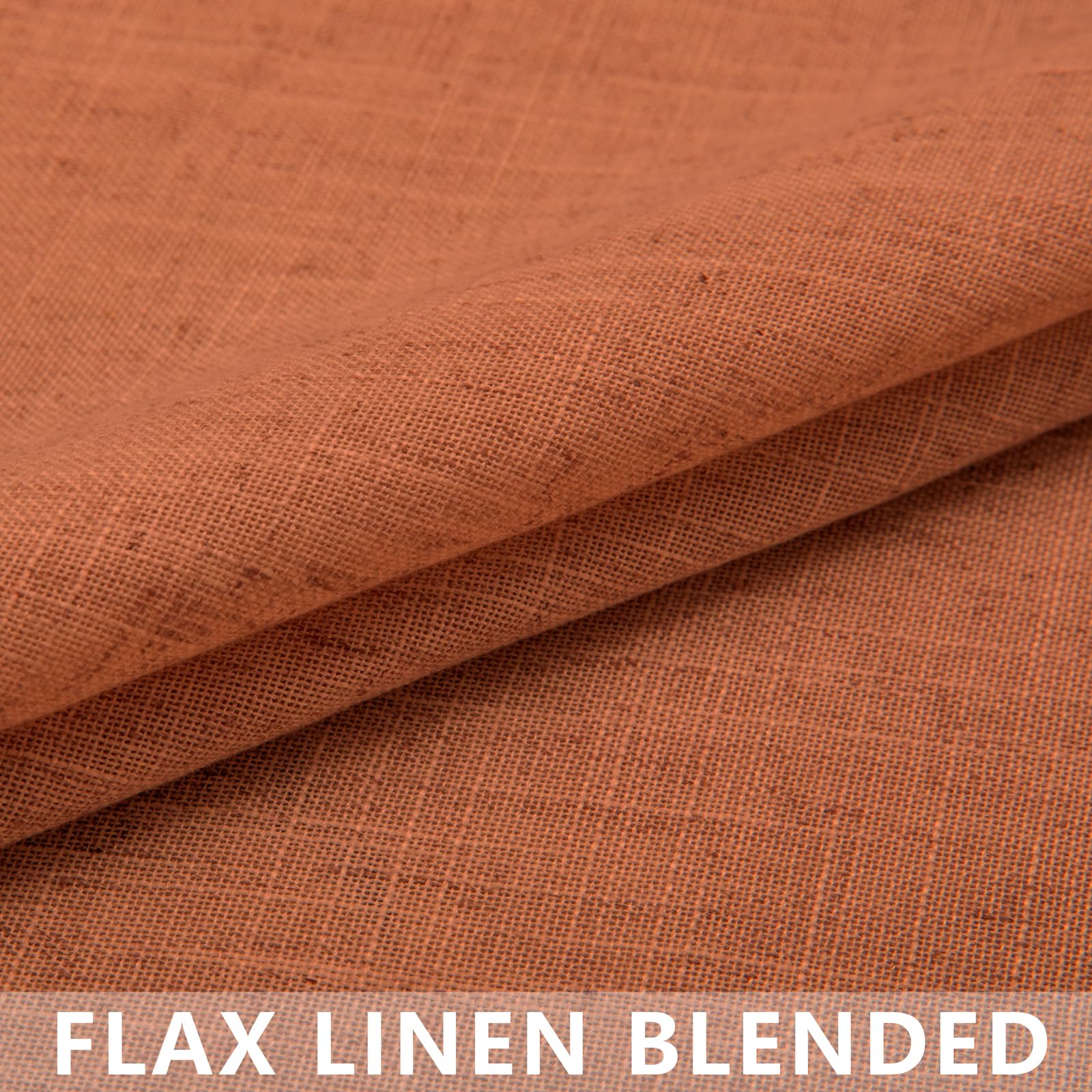 Mrs.Naturall Burnt Orange Linen Curtains Long For Living Room 2 Panel Set Rod Pocket Bedroom 52X96 Inches Long