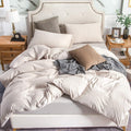 Pure Era Jersey Knit Duvet Cover Set 100% T-Shirt Cotton Super Soft Comfy 3Pc Bedding Set With Zipper Closure (Heather Beige, Fu
