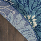 HomeRoots Navy/Ivory 100% Polypropylene 8’ Round Navy and Ivory Floral Area Rug