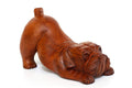 G6 Collection Wooden Hand Carved Crouching English Bulldog Statue Figurine Sculpture Art Decorative Rustic Home Decor Accent Han