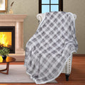 Catalonia Plaid Sherpa Throw Blanket, Holiday Throws For Couch Sofa Cabin Decro, Christmas Blanket, Buffalo Grey