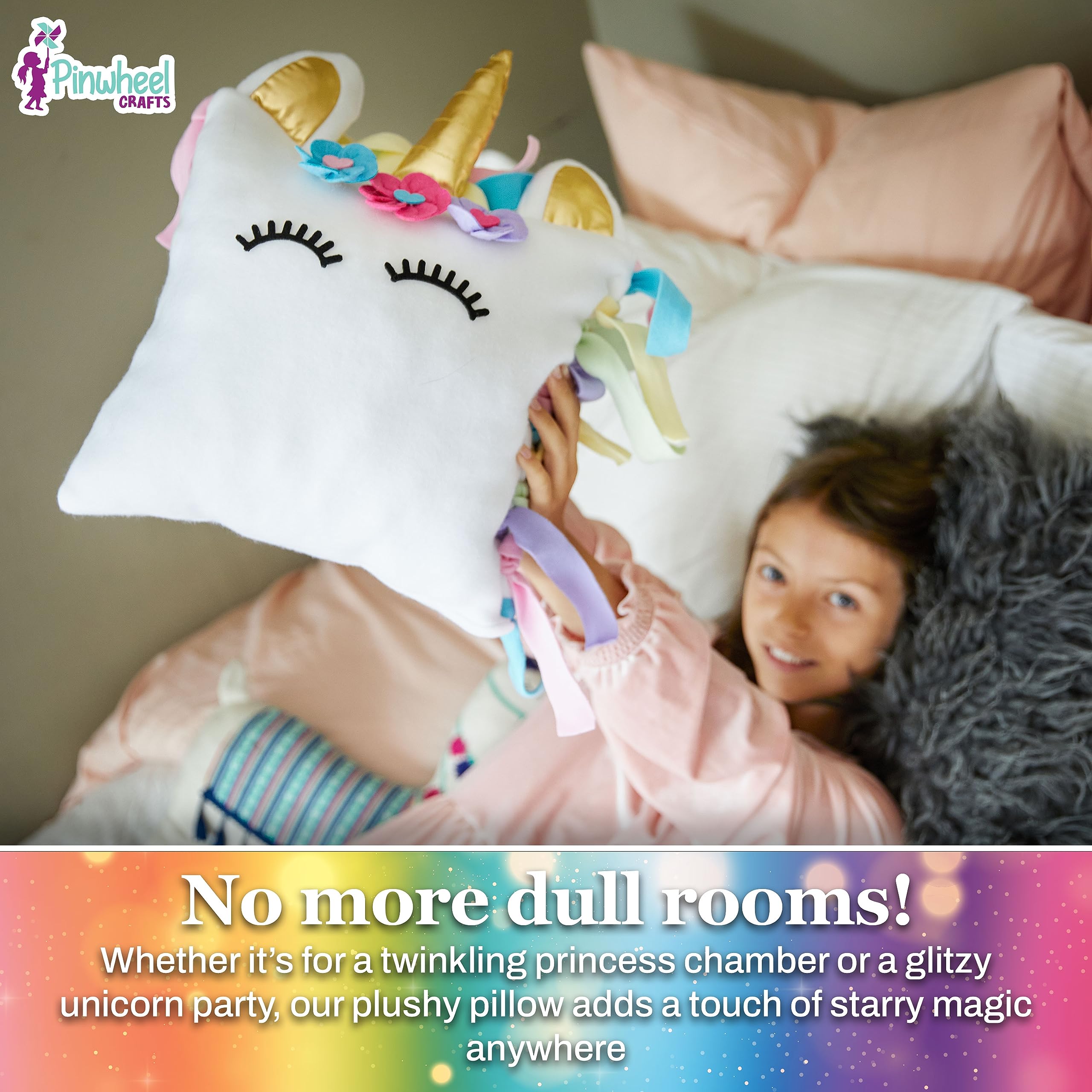 Unicorn Pillow Kit - No Sew Unicorn Craft Kit - Gifts For Girls, Arts And Crafts For Kids Ages 8-12 - Unicorn Toys For 6 Year Ol