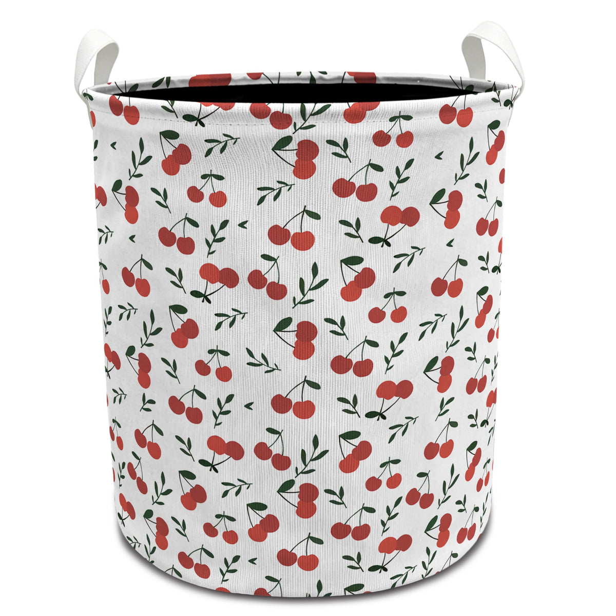EVIHCG Red Cherry Laundry Basket with Handles, Cute Cherry Fruit Aesthetic Collapsible Waterproof Laundry Hamper Clothes Storage