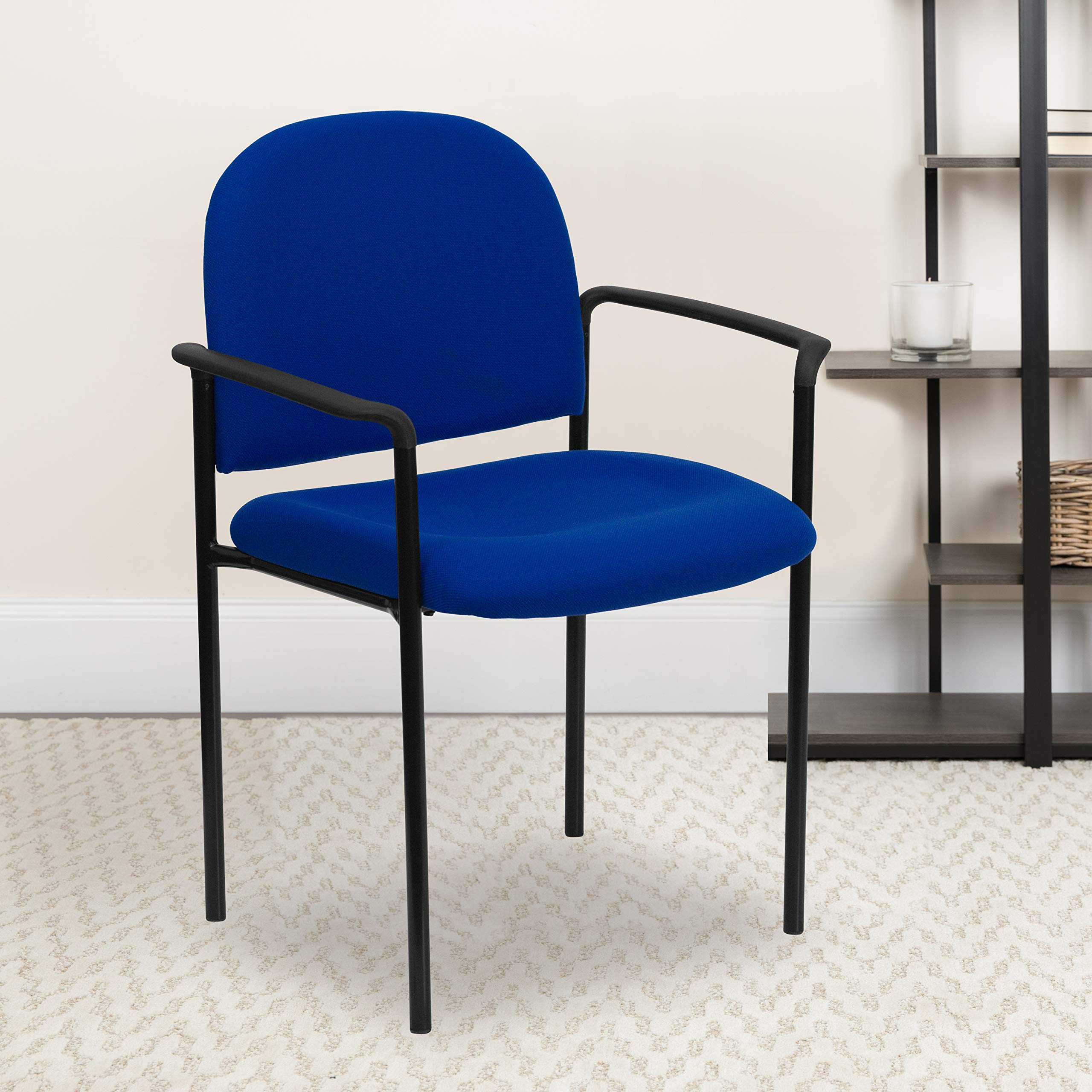Flash Furniture Tiffany Comfort Navy Fabric Stackable Steel Side Reception Chair with Arms