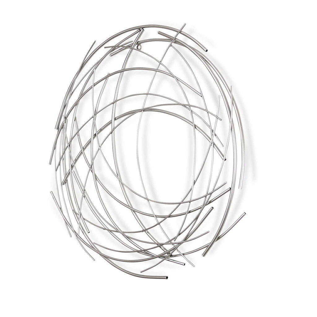 HomeRoots 26' Silver Metal Abstract Round Hanging Wall Art Decor