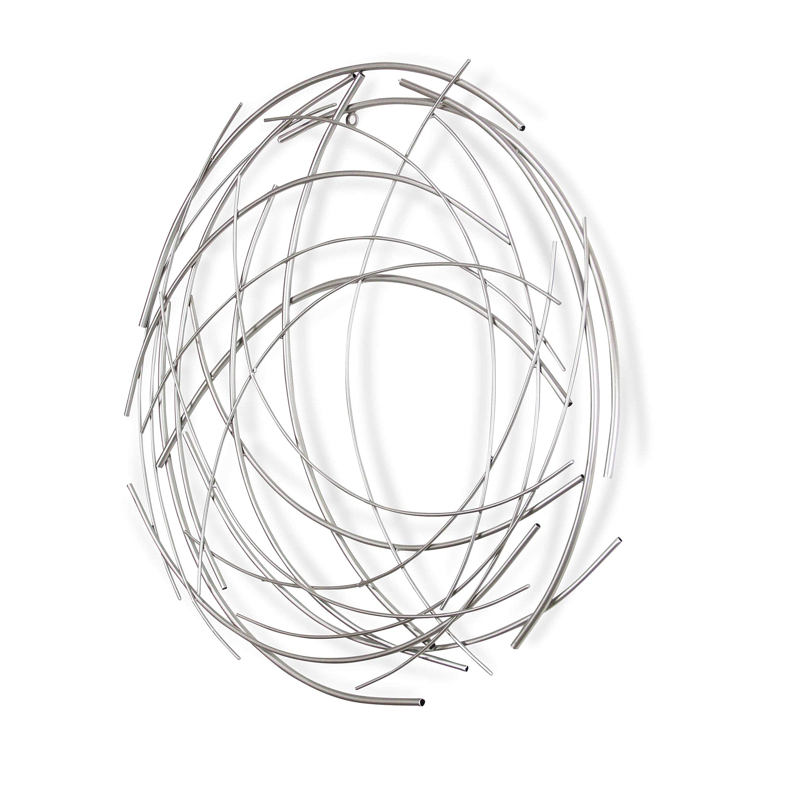 HomeRoots 26' Silver Metal Abstract Round Hanging Wall Art Decor