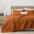 Exq Home Quilt Set Full/Queen Size Umber 3 Piece,Lightweight Soft Coverlet Modern Style Squares Pattern Bedspread Set(1 Quilt,2