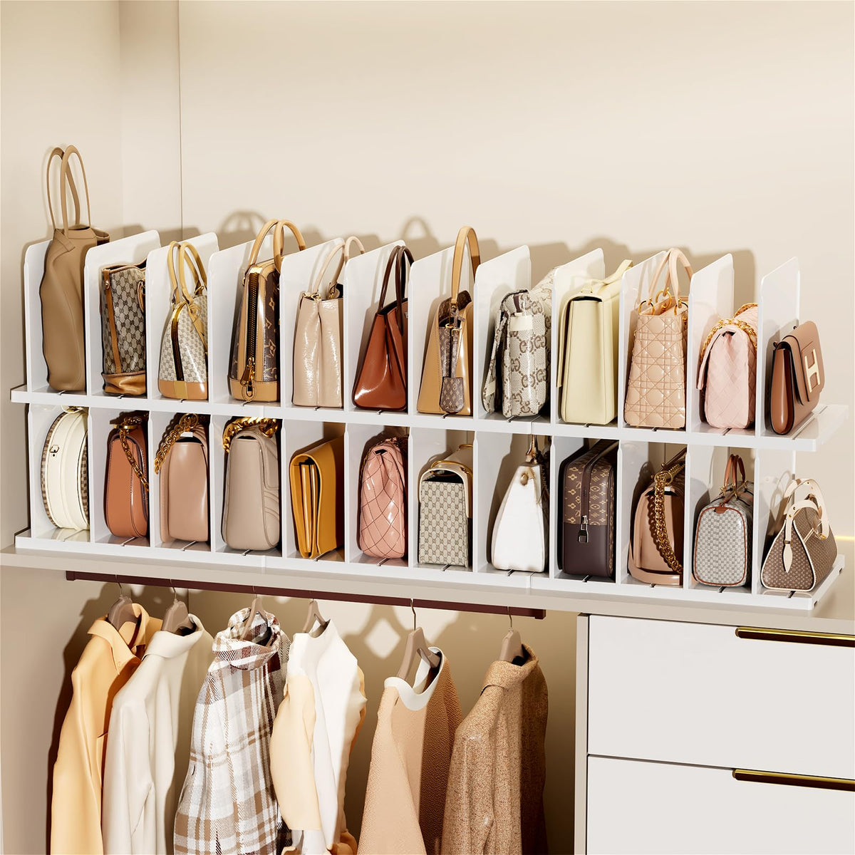 MSHOMELY Stackable Purse Organizer for Closet Acrylic Shelf Divider, 4 Pack