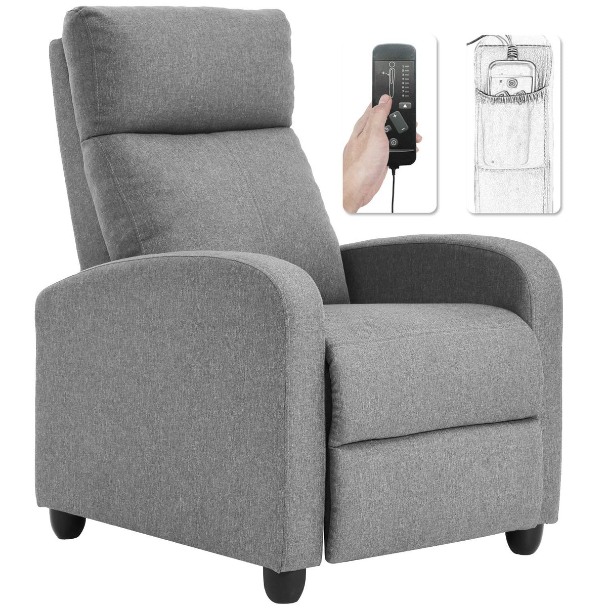 Recliner Chair For Living Room Winback Single Sofa Massage Recliner Sofa Reading Chair Home Theater Seating Modern Reclining Chair Easy Lounge With Fabric Padded Seat Backrest