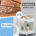 Corner Shower Stool For Inside Shower Waterproof, Poly Lumber Bathroom Shower Corner Bench Seat, Plastic Shower Chair Seat, Show