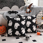 Dfxsz Halloween Pillow Covers 20X20 Inch Set Of 2 Happy Halloween White Ghost Decor Black Pillow Covers Happy Halloween Sofa Bed